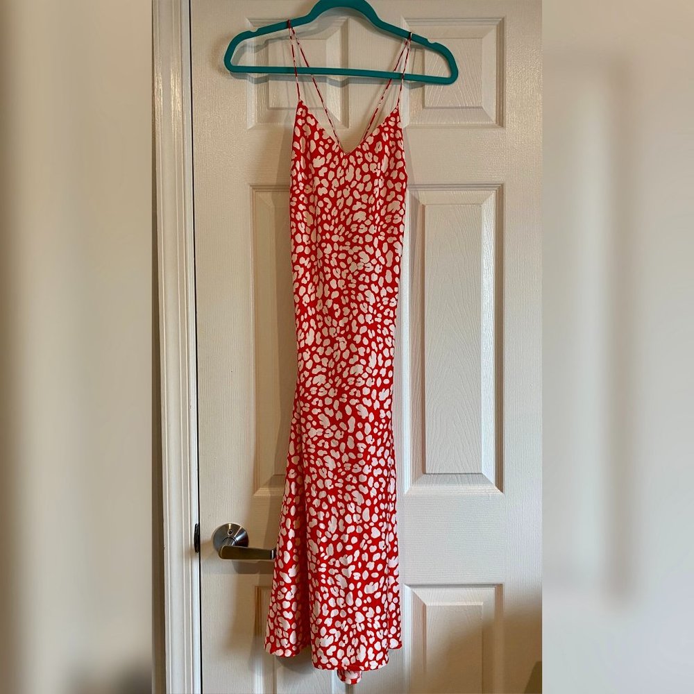 Orange and White Cheetah print Lulu's silky fitted dress